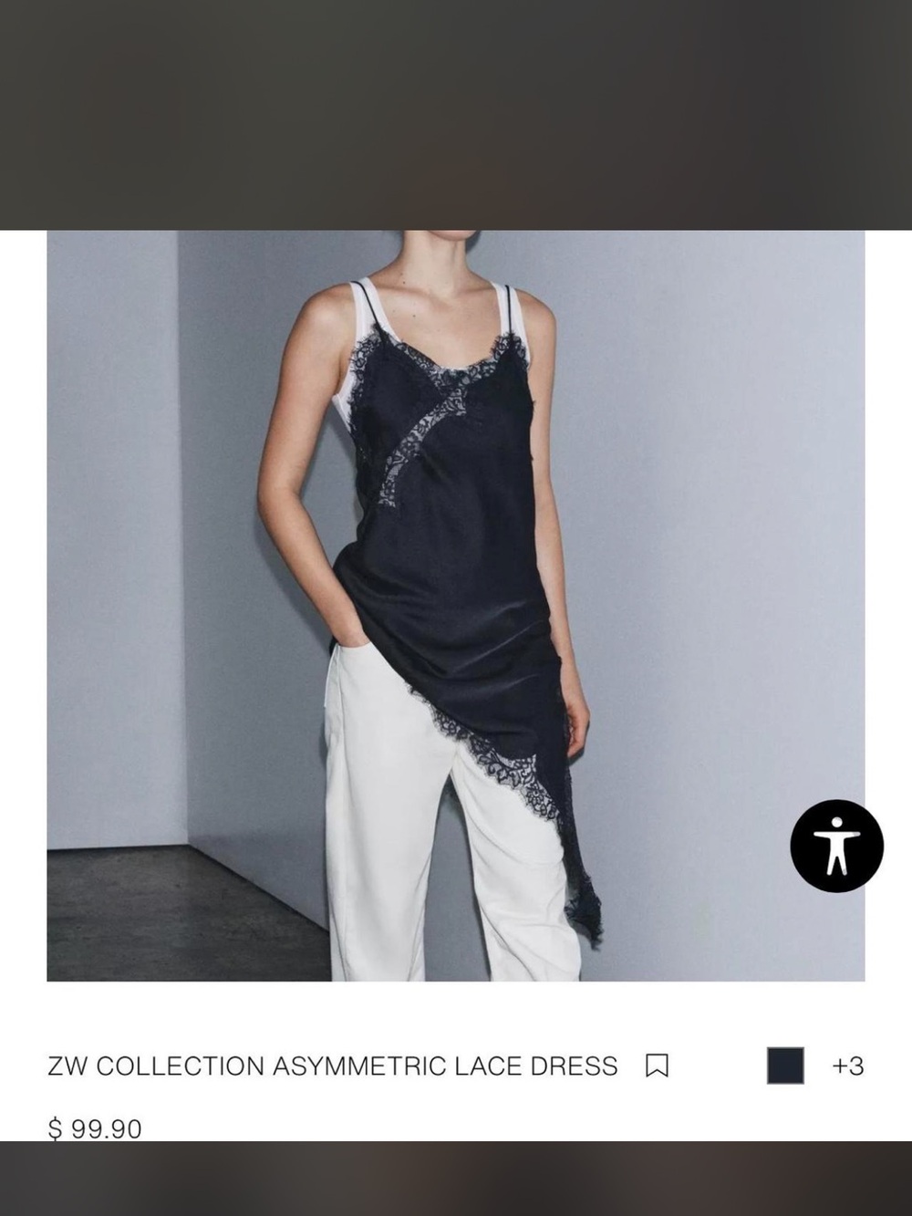 Zara Asymmetric Lace-Trim Slip Dress
